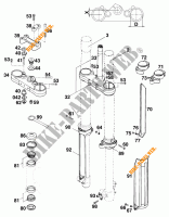 FRONT FORK / TRIPLE CLAMP for KTM 620 EGS 37KW 11LT ORANGE 1997