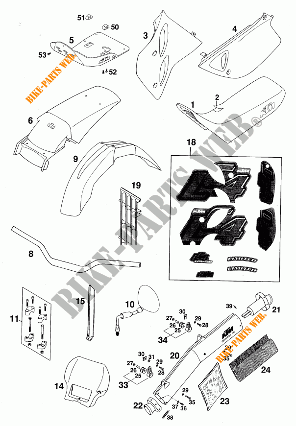 NEW PARTS for KTM 620 COMPETITION LIMITED 20KW 1997