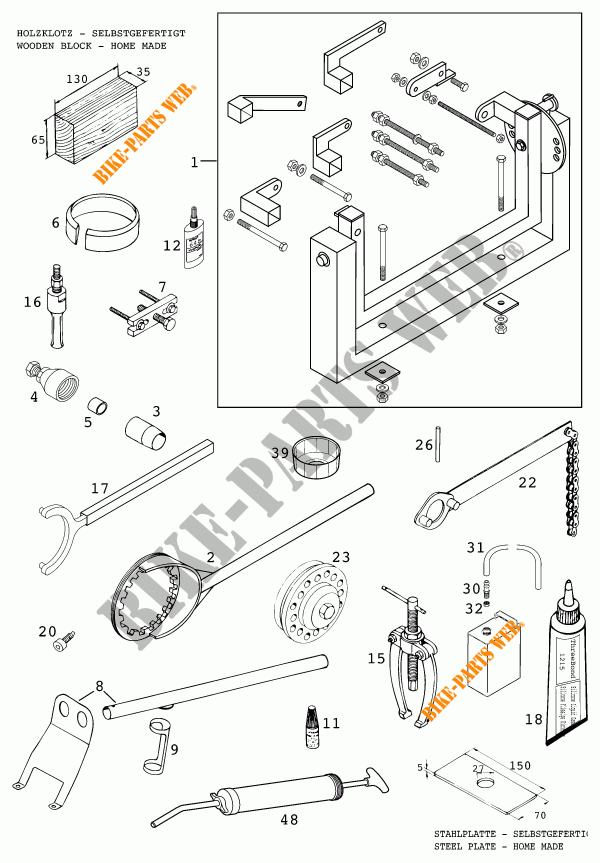 SPECIFIC TOOLS (ENGINE) for KTM 400 LC4-E 2000