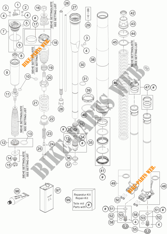 FRONT FORK (PARTS) for KTM 450 RALLY FACTORY REPLICA 2015