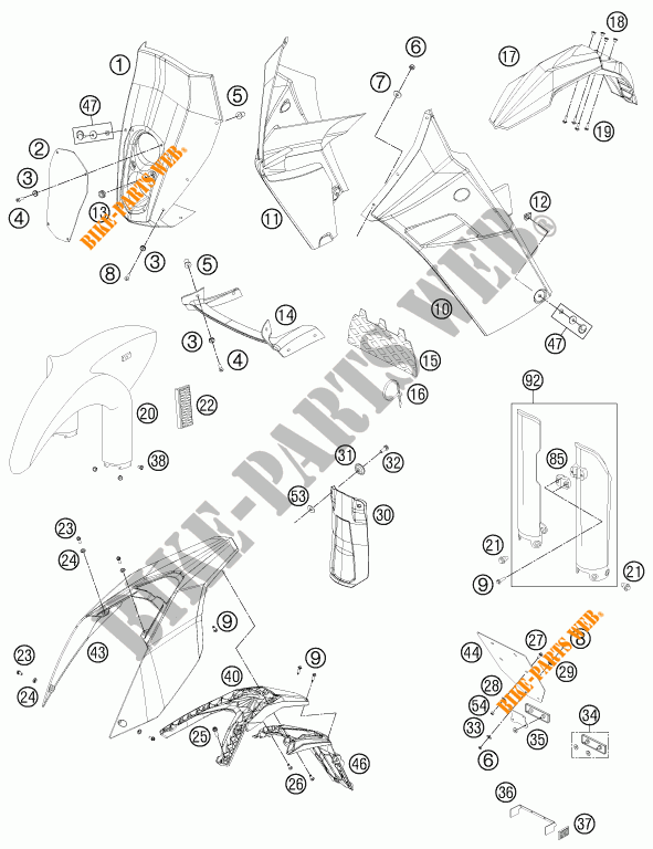 PLASTICS for KTM 450 RALLY FACTORY REPLICA 2012