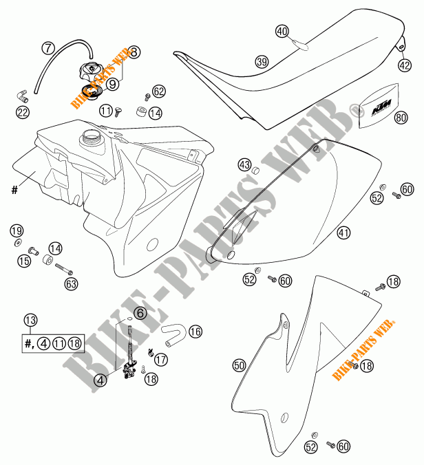 TANK / SEAT for KTM 520 EXC-G RACING 2002