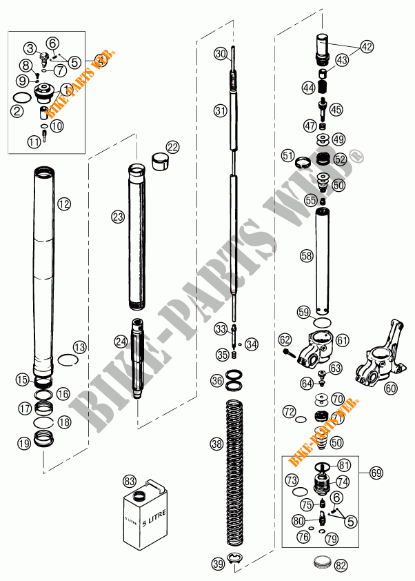 FRONT FORK (PARTS) for KTM 520 EXC RACING 2002