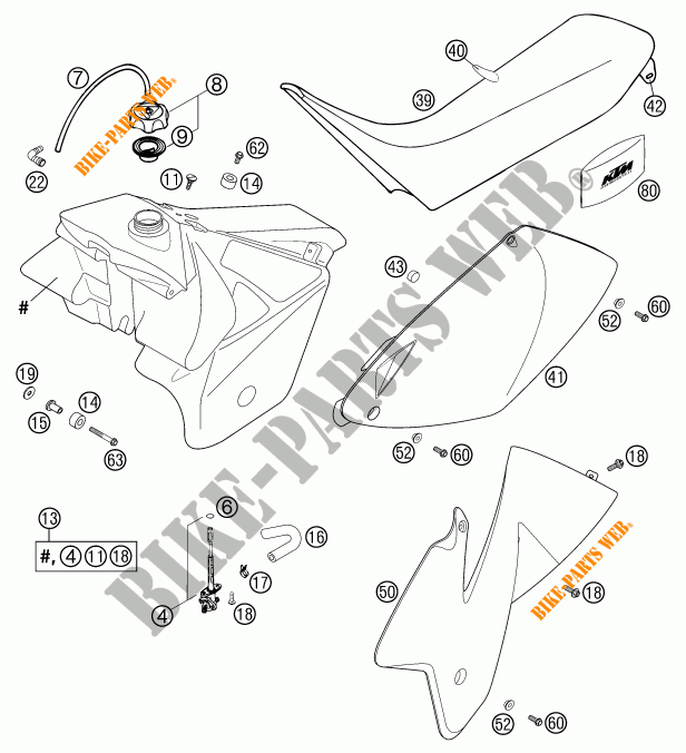 TANK / SEAT for KTM 520 EXC RACING 2002