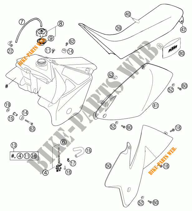 TANK / SEAT for KTM 520 EXC RACING 2002