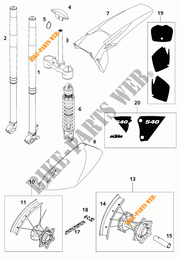 NEW PARTS for KTM 540 SXS RACING 2001