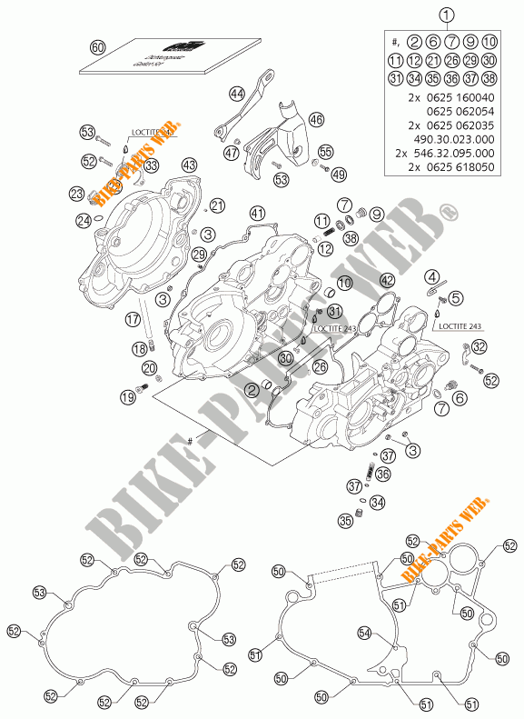CRANKCASE for KTM 525 EXC-G RACING 2004