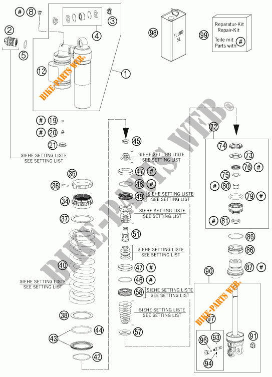 SHOCK ABSORBER (PARTS) for KTM 500 EXC SIX DAYS 2016