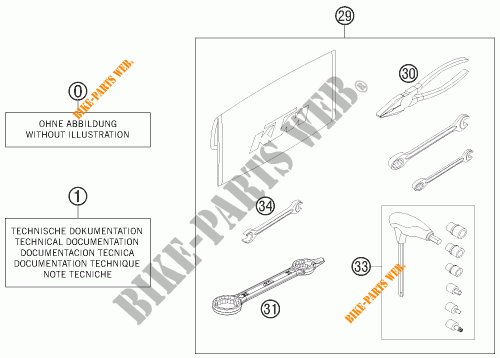 TOOL KIT / MANUALS / OPTIONS for KTM 500 EXC 2013