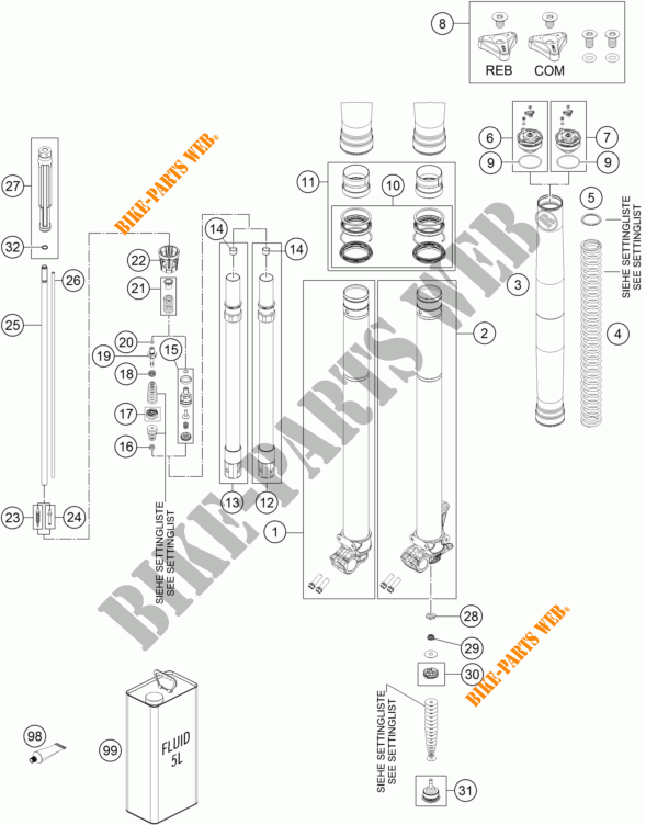 FRONT FORK (PARTS) for KTM 300 EXC SIX DAYS 2017