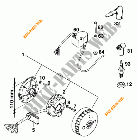 IGNITION SYSTEM for KTM 300 EXC MARZOCCHI/OHLINS 1996