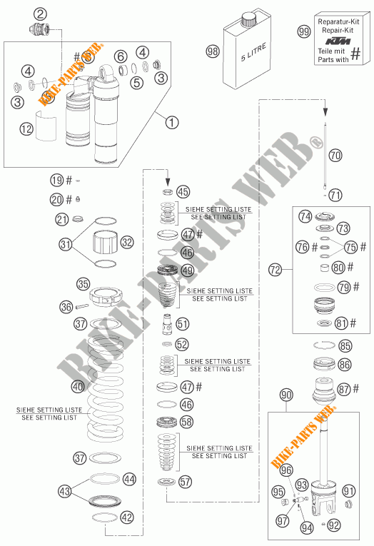SHOCK ABSORBER (PARTS) for KTM 300 EXC-E 2007