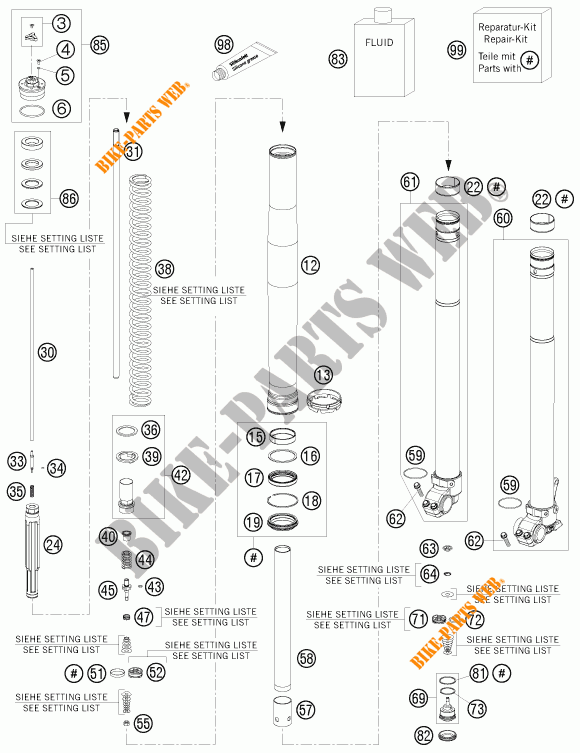 FRONT FORK (PARTS) for KTM 250 EXC-F FACTORY EDITION 2015
