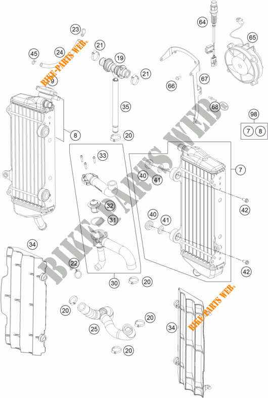 COOLING SYSTEM for KTM 250 EXC-F SIX DAYS 2015