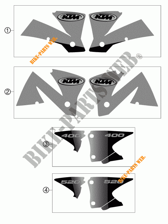 STICKERS for KTM 250 EXC-F RACING 2002