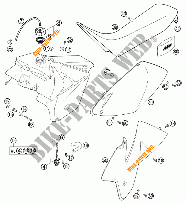 TANK / SEAT for KTM 250 EXC-F RACING 2002