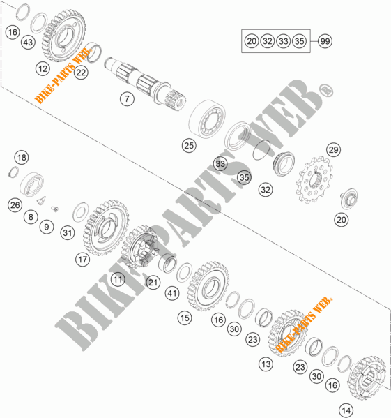 GEARBOX COUNTERSHAFT for KTM 250 EXC-F 2017
