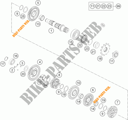 GEARBOX COUNTERSHAFT for KTM 250 EXC-F 2016