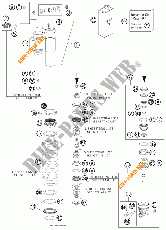 SHOCK ABSORBER (PARTS) for KTM 250 EXC-F 2016