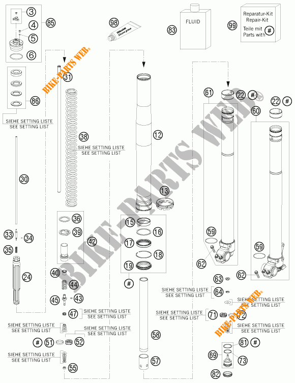 FRONT FORK (PARTS) for KTM 250 EXC-F 2015