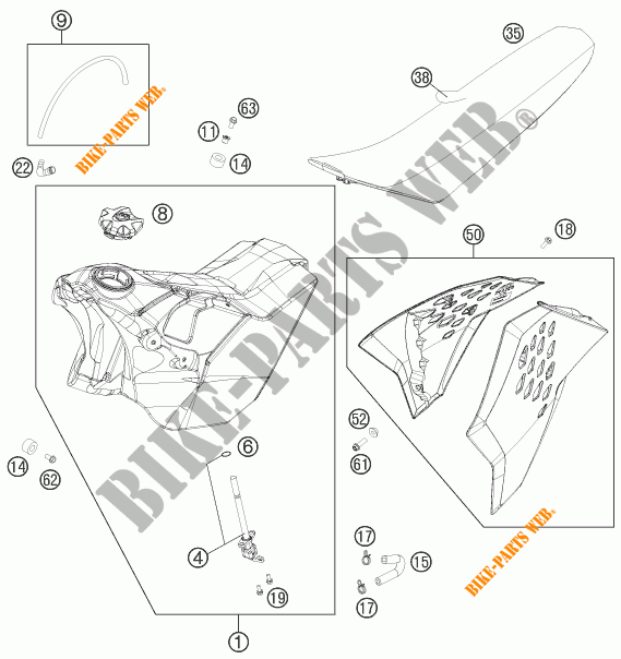 TANK / SEAT for KTM 250 EXC-F 2011
