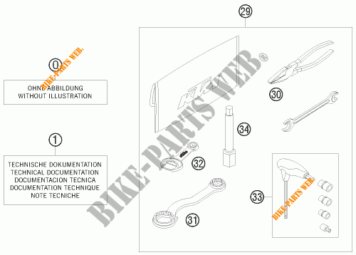 TOOL KIT / MANUALS / OPTIONS for KTM 250 EXC-F 2011