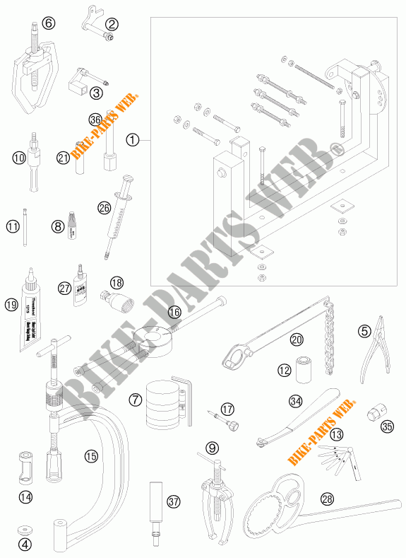 SPECIFIC TOOLS (ENGINE) for KTM 250 EXC-F 2009