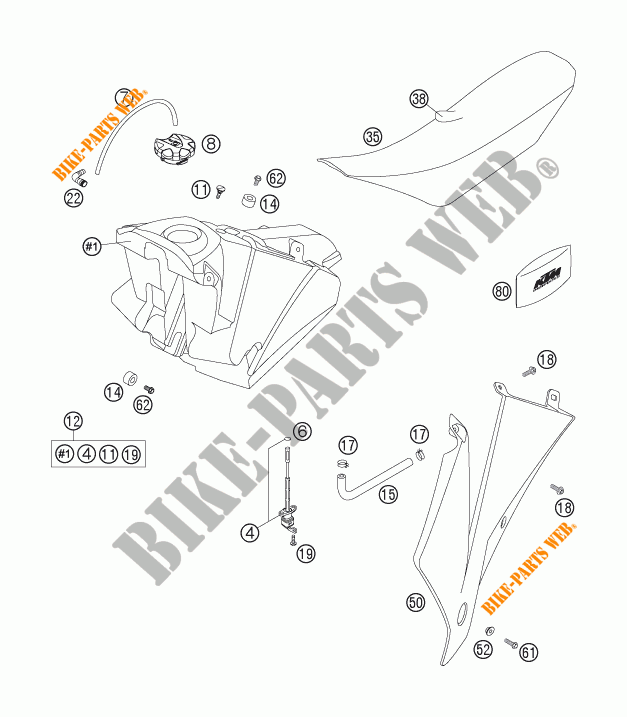 TANK / SEAT for KTM 250 EXC-F 2007