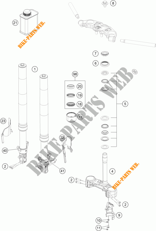 FRONT FORK / TRIPLE CLAMP for KTM RC 250 WHITE ABS 2016