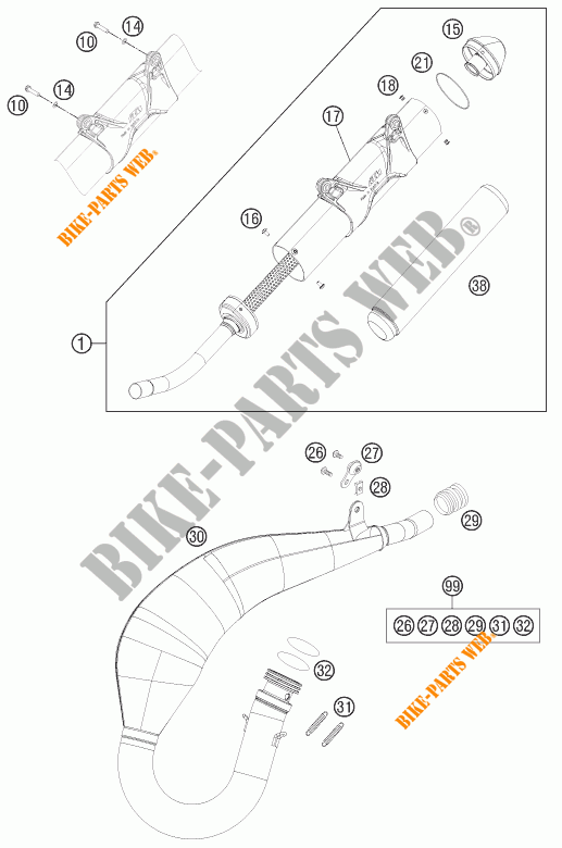 EXHAUST for KTM 125 EXC SIX-DAYS 2014