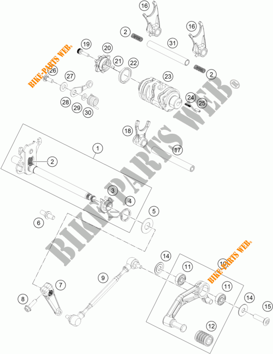 GEAR SHIFTING MECHANISM for KTM RC 250 WHITE ABS 2015