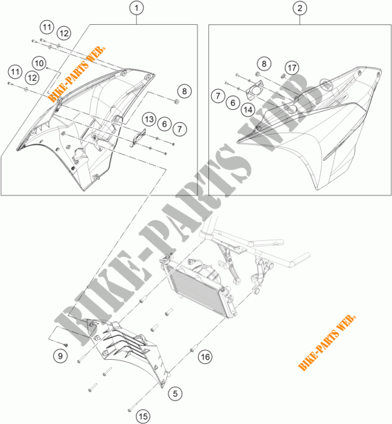 SIDE PANELS for KTM RC 250 WHITE ABS 2015