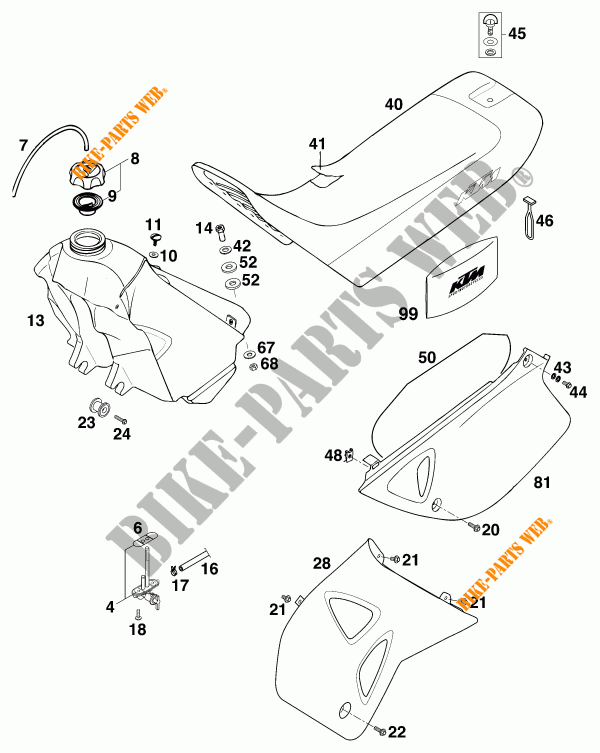 TANK / SEAT for KTM 400 SXC 2000
