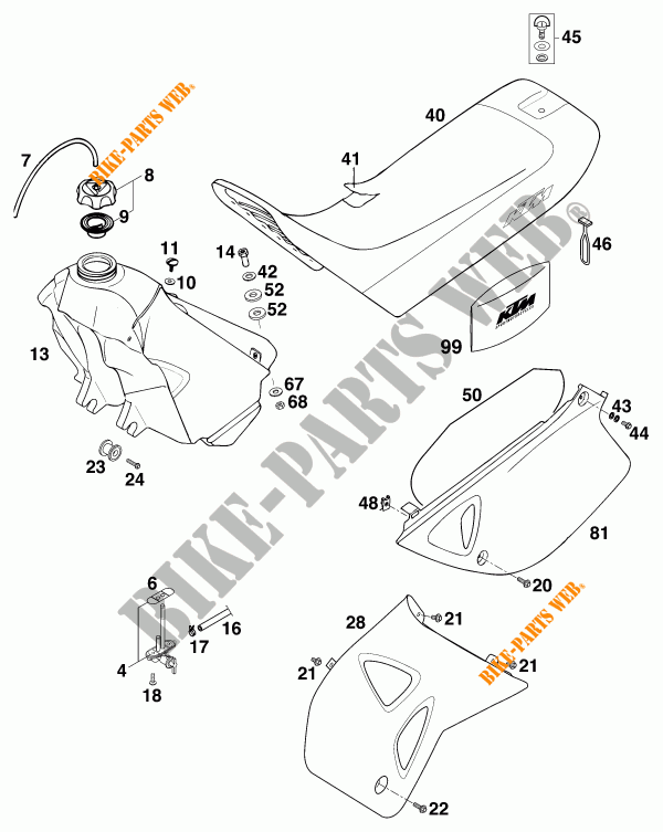 TANK / SEAT for KTM 400 SXC 1999