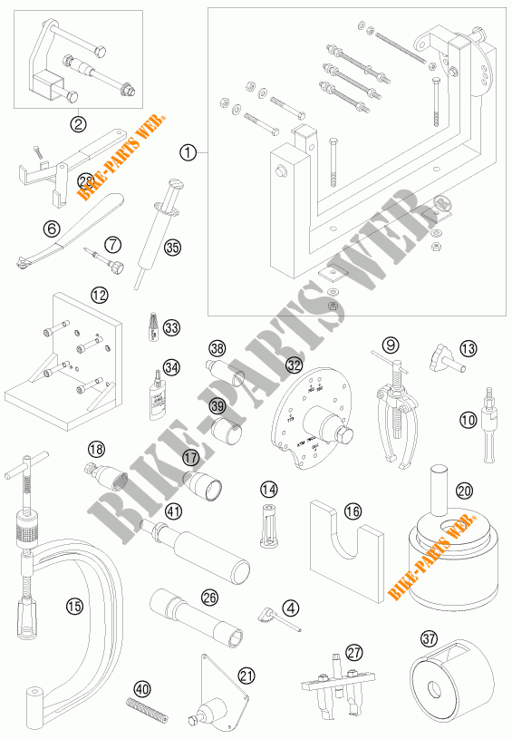 SPECIFIC TOOLS (ENGINE) for KTM 450 EXC-R SIX DAYS 2008
