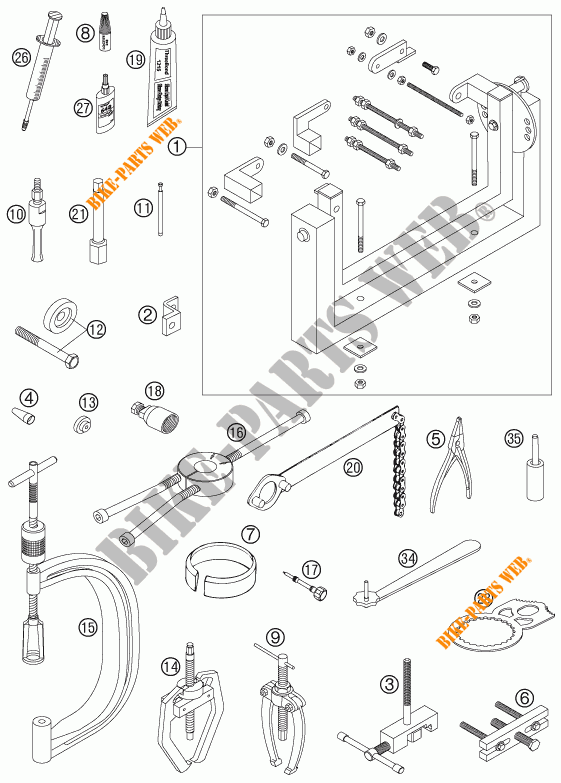 SPECIFIC TOOLS (ENGINE) for KTM 450 EXC RACING SIX DAYS 2007