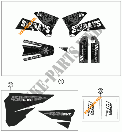STICKERS for KTM 450 EXC RACING SIX DAYS 2007