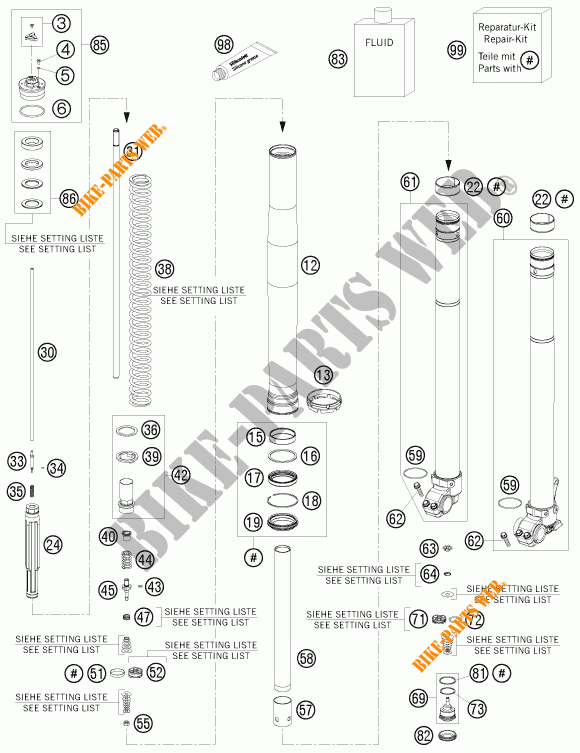 FRONT FORK (PARTS) for KTM 450 EXC 2015