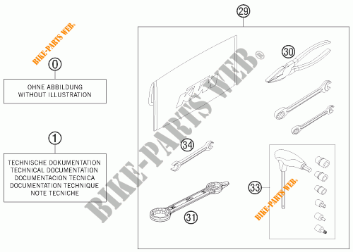 TOOL KIT / MANUALS / OPTIONS for KTM 450 EXC 2014