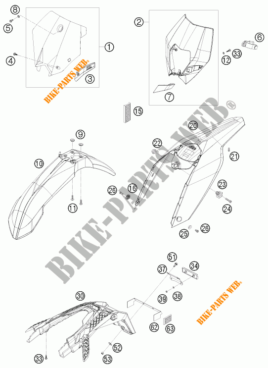 PLASTICS for KTM 450 EXC 2011