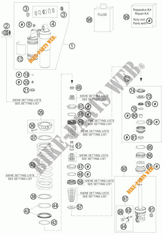 SHOCK ABSORBER (PARTS) for KTM 400 EXC FACTORY EDITION 2011