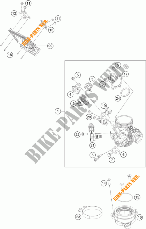 THROTTLE BODY for KTM RC 200 BLACK NON ABS 2015