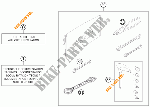 TOOL KIT / MANUALS / OPTIONS for KTM 350 EXC-F SIX DAYS 2017