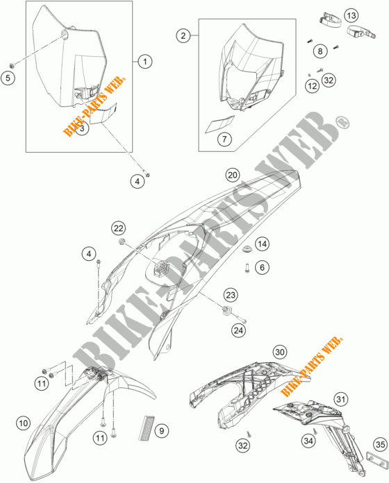 PLASTICS for KTM 350 EXC-F 2016