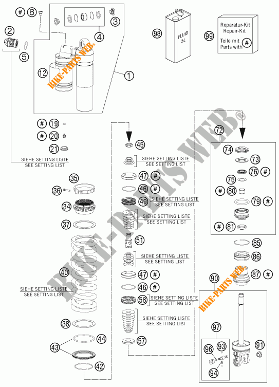 SHOCK ABSORBER (PARTS) for KTM 350 EXC-F 2016