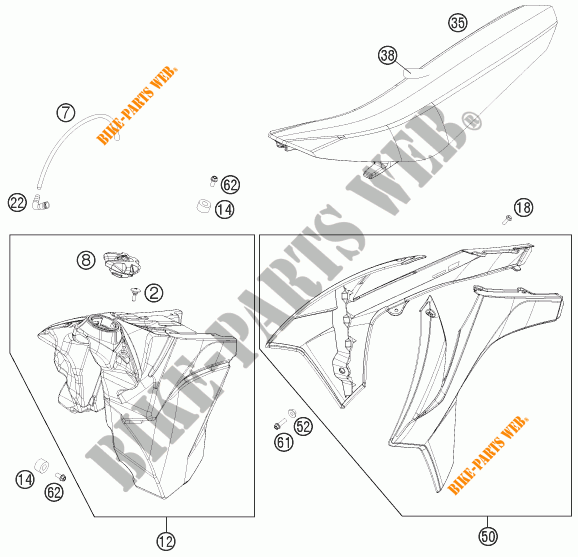 TANK / SEAT for KTM 350 EXC-F 2016