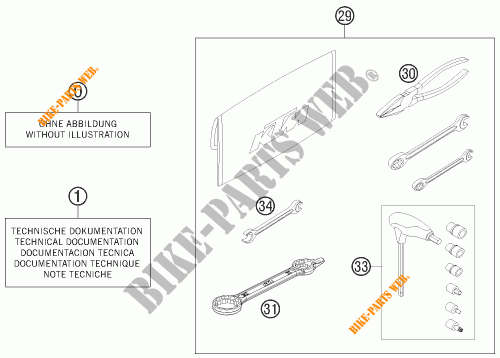 TOOL KIT / MANUALS / OPTIONS for KTM 350 EXC-F 2016