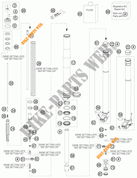 FRONT FORK (PARTS) for KTM 250 EXC FACTORY EDITION 2015