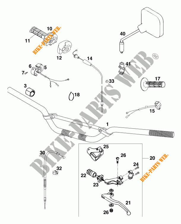 HANDLEBAR / CONTROLS for KTM 250 EXC MARZOCCHI/OHLINS 1997