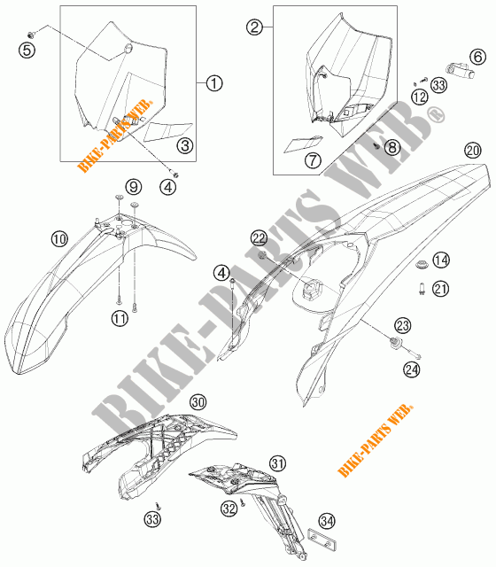 PLASTICS for KTM 250 EXC 2012